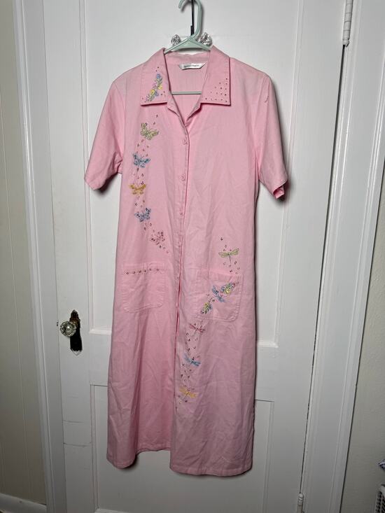 Draper's & Damon's Dresses & Skirts - VTG Draper’s & Damon’s pink beaded floral 90s butterfly dragonfly dress med NWT
